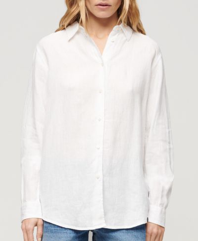 სუპერდრაი პერანგი Casual linen boyfriend shirt