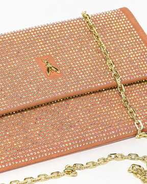 Clutch bag with rhinestones and shoulder strap 