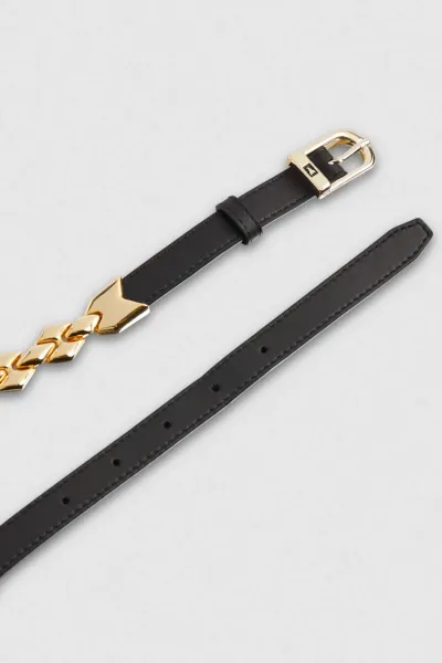 High-waisted smooth leather belt