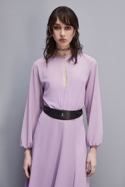 Double-breasted-effect dress with soft sleeves