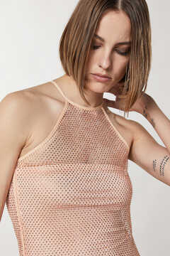 Sleeveless rhinestone mesh dress 